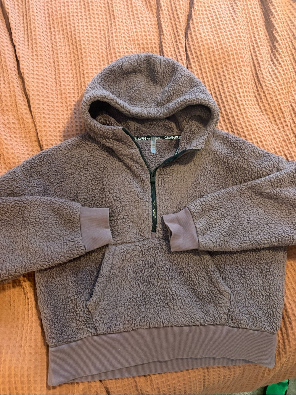 Calvin Klein Mauve Sherpa Half-Zip Hoodie